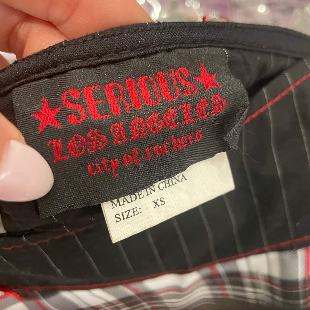 Plaid Mini Skirt with Red Accents - Picture 3 of 3